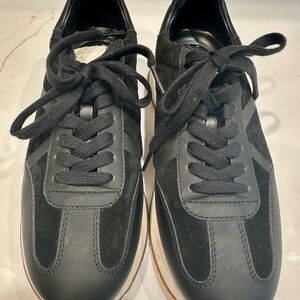 Vince Ohara Mixed Leather Sneakers Black Size 7